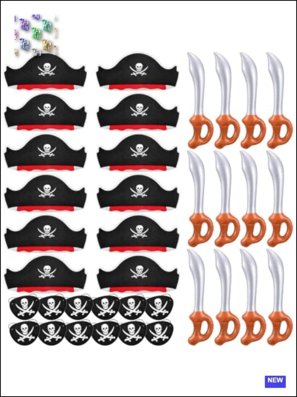 Pirate Party Accessories 36 Pcs Kids Costume Hats Swords